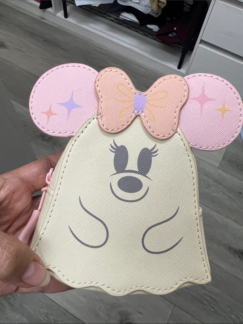 Disney Pink & Cream Minnie Bow Ghost Coin Pouch